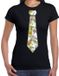 Bellatio Decorations T-shirt Dames Zwart Geld Stropdas L