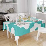 Bonamaison Tafelkleed, Anti-Mold, Sneldrogend, Waterdicht, 100% Polyester Tafellaken, Turkoois, wit, 140 x 160 Cm