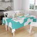 Bonamaison Tafelkleed, Anti-Mold, Sneldrogend, Waterdicht, 100% Polyester Tafellaken, Turkoois, wit, 140 x 160 Cm