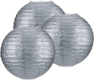 Merkloos Luminair (lampionshop) Global B.v. 3 zilveren lampionnen 35 cm
