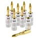 SeKi 8x Bananenstekker 24K verguld voor luidsprekerkabel tot 6mm2 met kleurcodering (rood en zwart)
