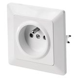 EMOS - Schuko-stopcontact met verhoogde aanraakbeveiliging en zijdelingse veiligheidscontact voor inbouwmontage, enkel stopcontact incl. binnengebruik, 250 V~/16 A max., wit (glans)