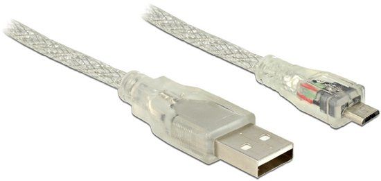 Delock USB 2.0 A Male naar USB 2.0 A Male kabel - 3 meter - transparant