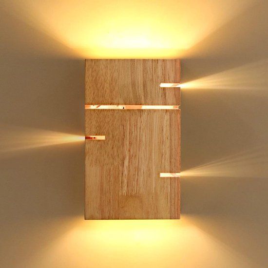 Vintage Industriële Houten Wandlamp Up Down Design - Warm wit 3000K - 2 Lichtpunten - Aluminium - Wit/Zwart - Voor Binnen - Inclusief LED Gloeilamp