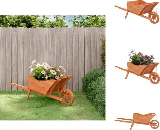 vidaXL Kruiwagen Plantenbak - Massief vurenhout - 128 x 45.5 x 43 cm
