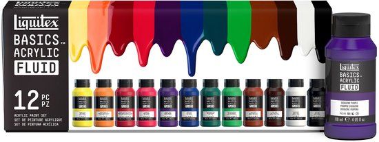 Liquitex Basics vloeibare acrylverfset - 12 kleuren x 118 ml