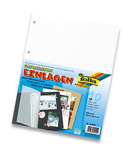 Folia 62900 - Inzetstukken voor fotokaarten, 10 vellen, 4 geperforeerd, A4, wit