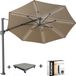 Platinum Challenger T2 glow zweefparasol 350 cm rond taupe met 90KG voet en hoes