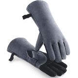 OZERO Opwarmen BBQ handschoenen, 500 ° C hittebestendige leren grillhandschoenen