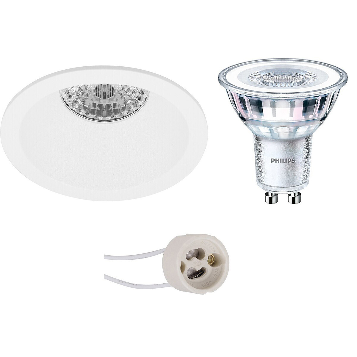 BES LED Voordeelset: LED Spot Set - Pragmi Pollon Pro - GU10 Fitting - Inbouw Rond - Mat Wit - Verdiept - Ø82mm - Philips - CorePro 827 36D - 3.5W - Warm Wit 2700K - Voordeelset