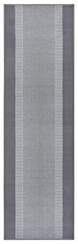 Hanse Home Tapijtloper band 80 x 250 cm - tapijtloper zacht laagpolig tapijt, modern design, loper voor hal, slaapkamer, kinderkamer, badkamer, woonkamer, keuken, decoratiefant, lichtgrijs
