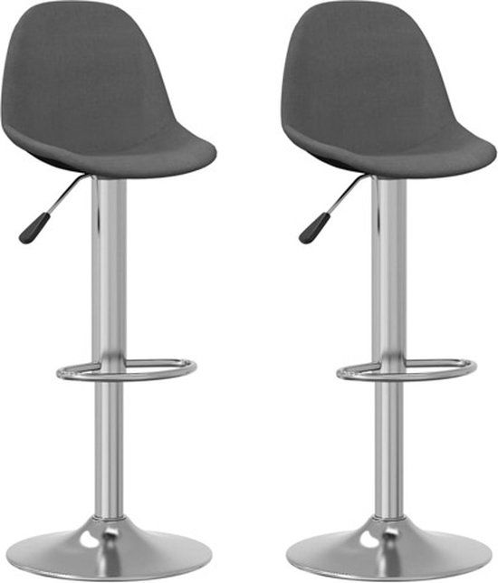 vidaXL Barkrukken - 2 stuks - Stof - Donkergrijs
