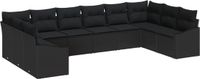 vidaXL - Tuinbank - Set - 10 - st - Zwart - poly - rattan