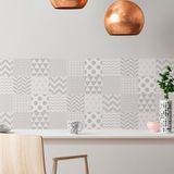 Ambiance Sticker Zelfklevende tegelmuurstickers voor keuken en badkamer - 9 Scandinavische/Finse cementtegelstickers - 9 stickers van 10x10 cm