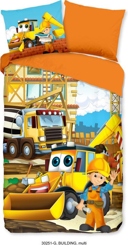 Good Morning Kinderdekbedovertrek Graafmachine - Katoen - 140x200/220 cm - Multi