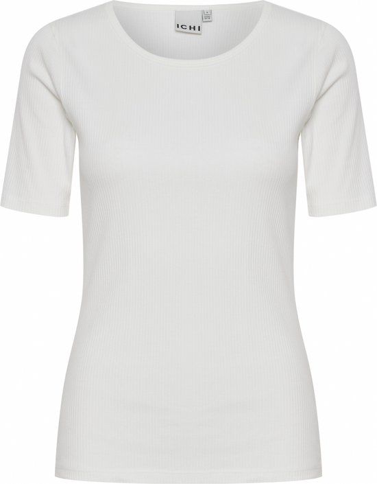 Ichi IHPALMER RIB SS Dames Top - Cloud Dancer - Maat S