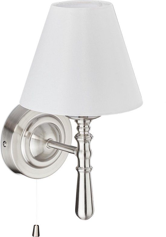 Relaxdays Wandlamp - Muurlamp met Lampenkap - E14 - Zilver