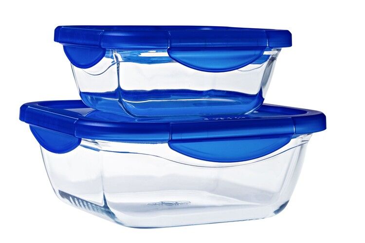 Pyrex Cook & Go Vierkante Schaal met Deksel - Set van 2