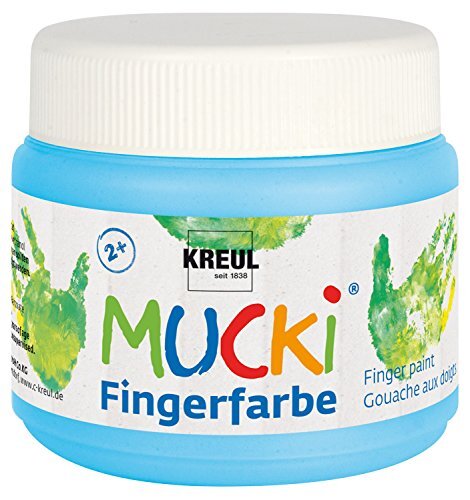 Mucki Kreul 23113 - heldere vingerverf op waterbasis, parabenvrij, glutenvrij, lactosevrij en veganistisch, uitwasbaar, schilderbaar met borstel, spons, spatel en vingers, 150 ml doos, lichtblauw