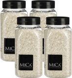 Mica Decorations decoratie steentjes / granulaat - 4x - 650 ml - 2-4 mm - mat wit - siergrind