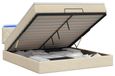 vidaXL Lit plateforme avec matelas et éclairage LED, couleur crème, 140 x 190 cm, tissu