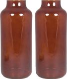 Floran - bloemenvazen - 2x stuks - bruin/transparant glas - H35 x D15 cm