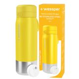 Wessper waterfilterfles, roestvrijstalen thermos fles met Actitex Disc filter, 700 ml, koolstof filters, vermindert chloor, filtervervangingsindicator, BPA-vrij - Geel