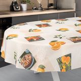 ANRO Afwasbaar tafelzeil, tuintafelkleed, voor binnen en buiten, ovaal, met snijrand, 180 x 140 cm, oranje