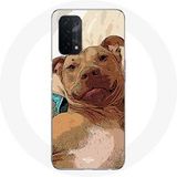 Oppo Hoesje voor Oppo A54 5G Amerikaanse Pit Bull Terrier Bruin Hoesje