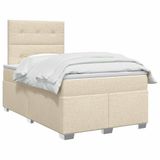 vidaXL Boxspringbed met matras, crème kleur, 120 x 190 cm, gestoffeerd