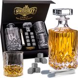 Whisiskey Whiskey Karaf - Klassiek - Whiskey Glazen - Luxe Whiskey Karaf Set - 0,7 L – Decanteer Set - Whisky Set - Incl. 2 Tumbler Glazen, 8 Granieten Whiskey Stones