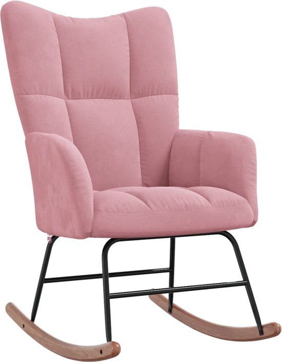 vidaXL Schommelstoel fluweel roze