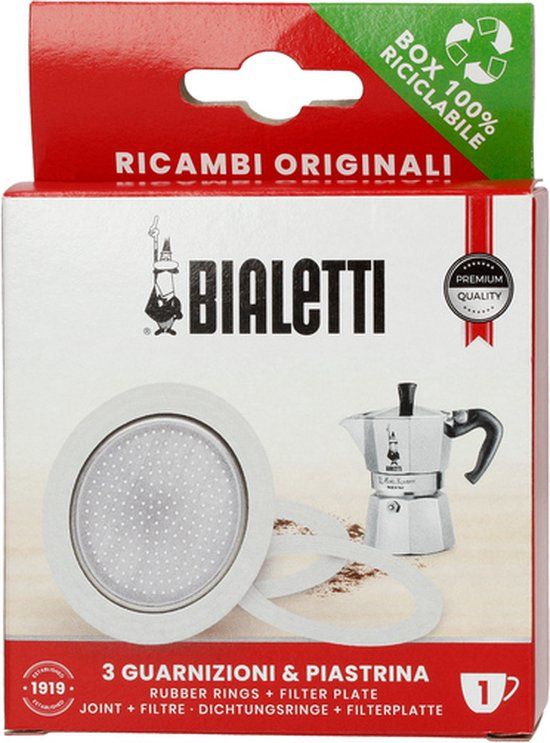 Bialetti Percolator Onderhoudsset 1 Kops - Wit - Aluminium - 4 Delig