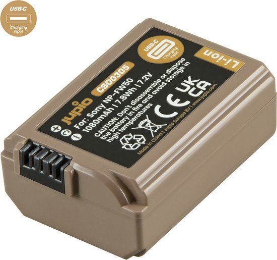 Jupio NP-FW50 *ULTRA C* - Camera Accu - 1080mAh - Incl. USB-C Oplader - 3 Jaar Garantie