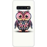 Hiboux coloré Bedrukt siliconen hoesje compatibel met Galaxy S10