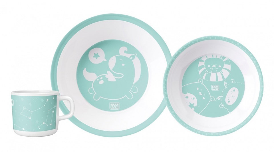 Saro eetset Galaxy Friends melamine 3 delig mintgroen