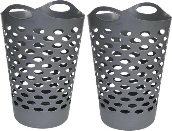 5five - Wasmand - Rond - Grijs - 60 liter - 2 stuks
