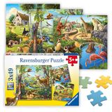 Ravensburger kinderpuzzel - 09265 bos/dierentuin/huisdieren - puzzel voor kinderen vanaf 5 jaar, met 3x49 stukjes