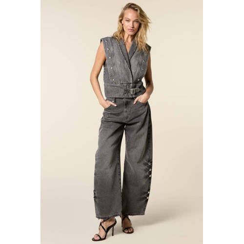 Homage to Denim Homage Denim barrel jeans met studs - grijs
