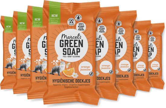 Marcel's Green Soap Hygiënische schoonmaakdoekjes - Sinaasappel & Jasmijn - 8 x 60 stuks