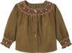Vertbaudet Babyblouse van corduroy, lange mouw, ronde hals, 80% katoen, 20% gerecycled katoen, gebloemd, olijf, maat 98