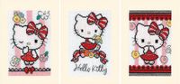 Vervaco Hello Kitty Cuteness wenskaart set, 3 stuks, wit, ca. 10,5 x 15 cm, 3-delige set