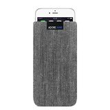 Adore June Zakelijk etui compatibel met iPhone 7/iPhone 6S/6, karakteristiek materiaal stoffen hoes met display reinigingseffect, grijs/zwart