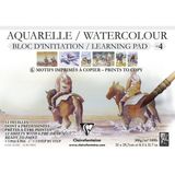 Clairefontaine 975148C Gelijmd Blok Voorgetekend Aquarel n°4-12 Vellen Wit Aquarelpapier Fijne Korrel - 6 Voorgetekende Vellen en 6 Blanco Vellen - A4 21x29,7 cm 300g
