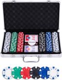 Longfield Pokerset in Zilveren Koffer met 300 Chips (11,5 g) – Compleet met Kaarten, Dealer Buttons & Dobbelstenen – Engelhart