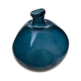 Atmosphera bloemenvaas Genua - Organische bol fles vorm - blauw transparant - glas - 33 x 32 cm