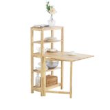 SoBuy FWT70-N Eettafel - Opklapbaar met Zijplanken, Massief Hout