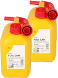 Shell Jerrycan/réservoir d'essence - 2x - 5 litre - jaune - plastique - avec long bec verseur