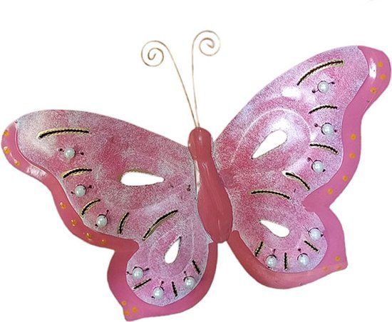 Floz Design Metal Butterfly Wall Decoration - Pink - 23 x 29 cm