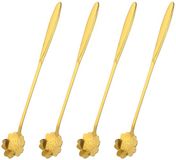 Unyqoos® Set de 4 cuillères en acier inoxydable à long manche, or